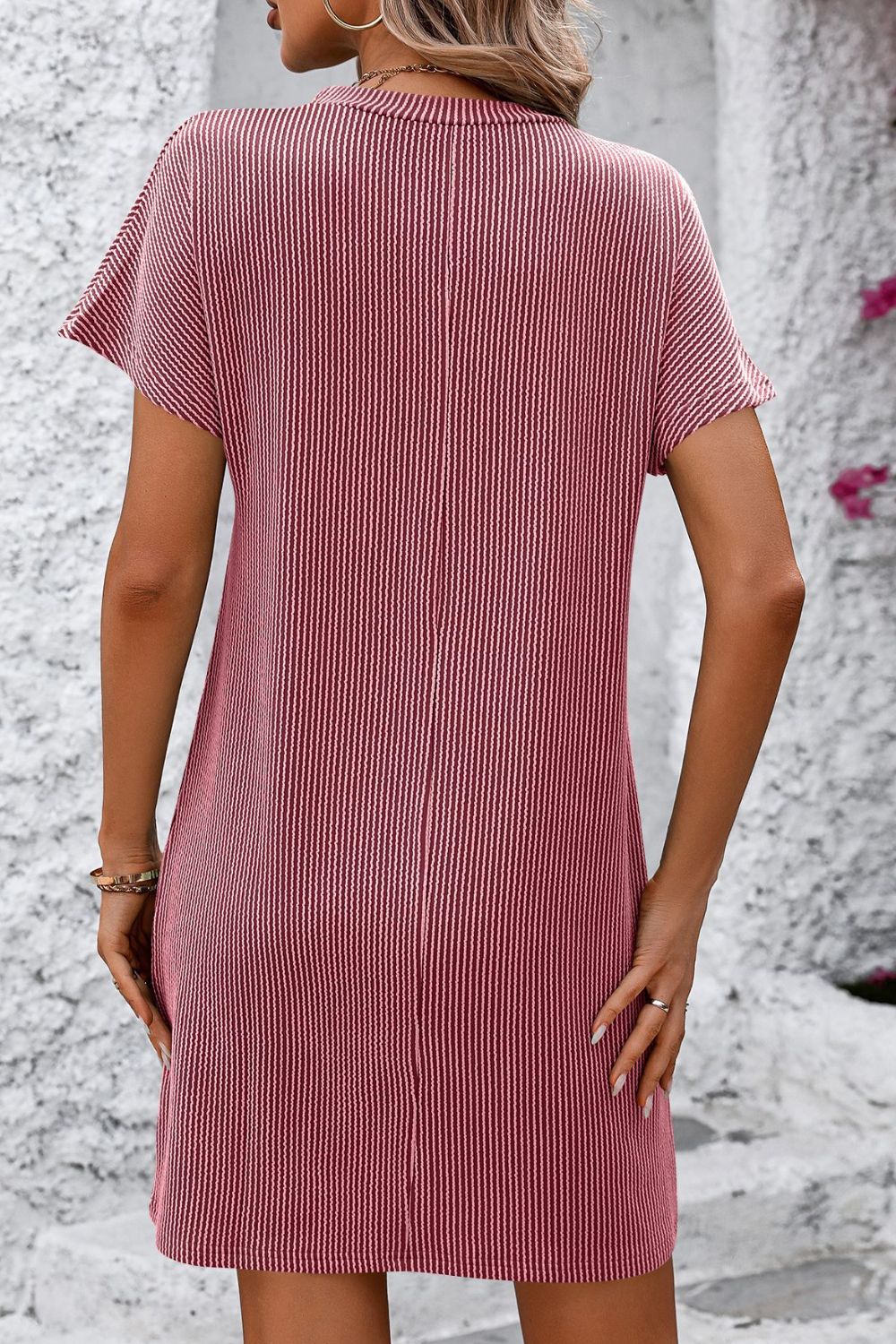 Mandy Ribbed Striped Mini Tee Dress