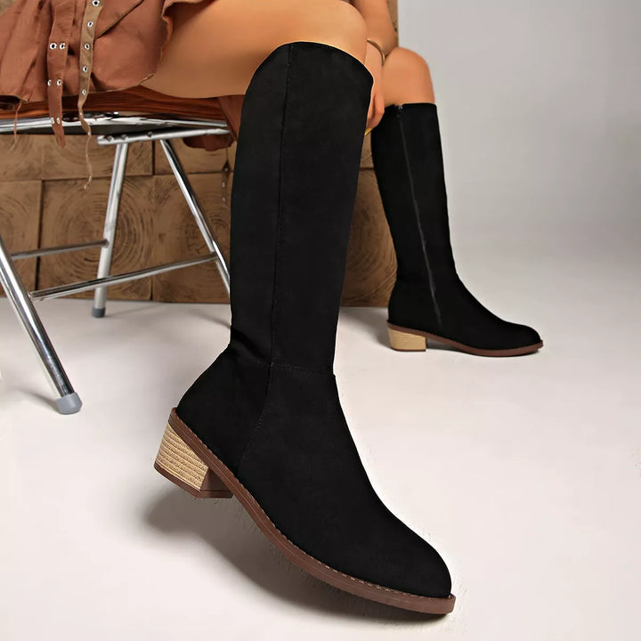 Knee-High Suede Block Heel Boots