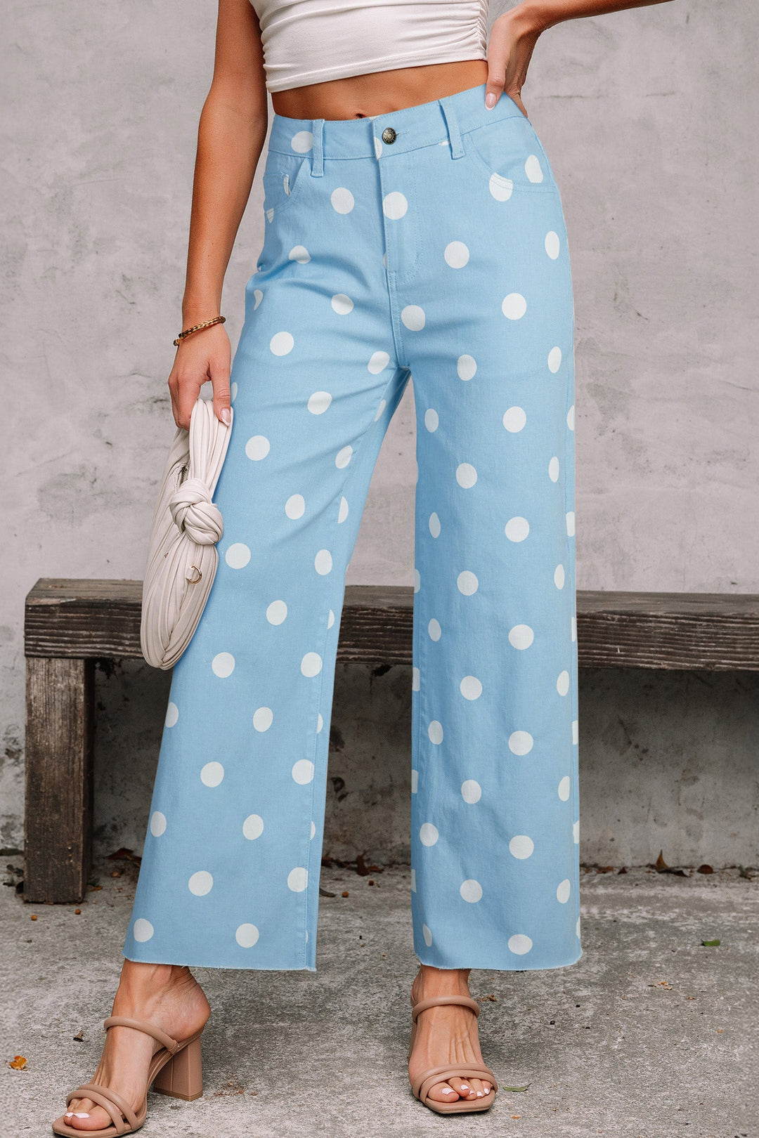 Raw Hem Shift Jeans | Polka Dot High-Waist Relaxed Denim – Talia