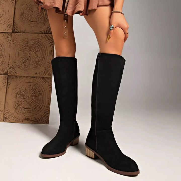 Knee-High Suede Block Heel Boots