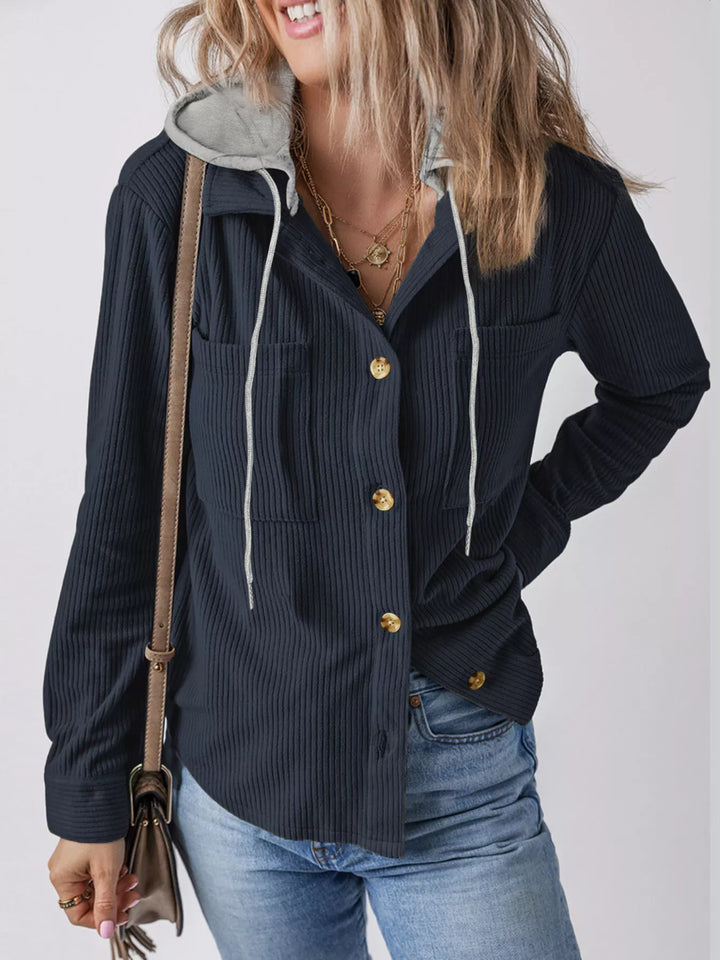 Trailside Charm Hooded Corduroy Button-Down Jacket