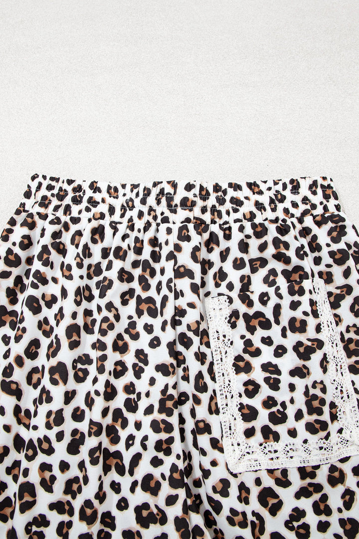 Leopard Print Jogger Pants with Elastic Waist &amp; Side Stripe