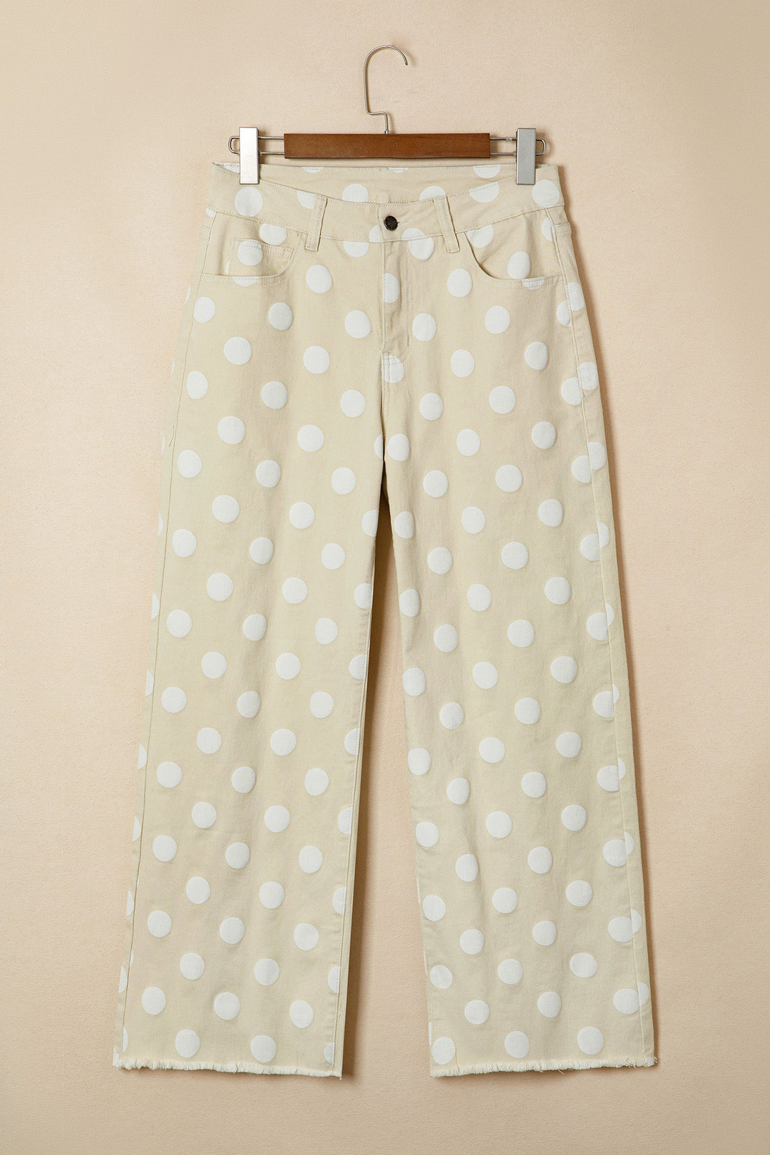 Daleyza Polka Dot Raw Hem High-Waist Shift Jeans