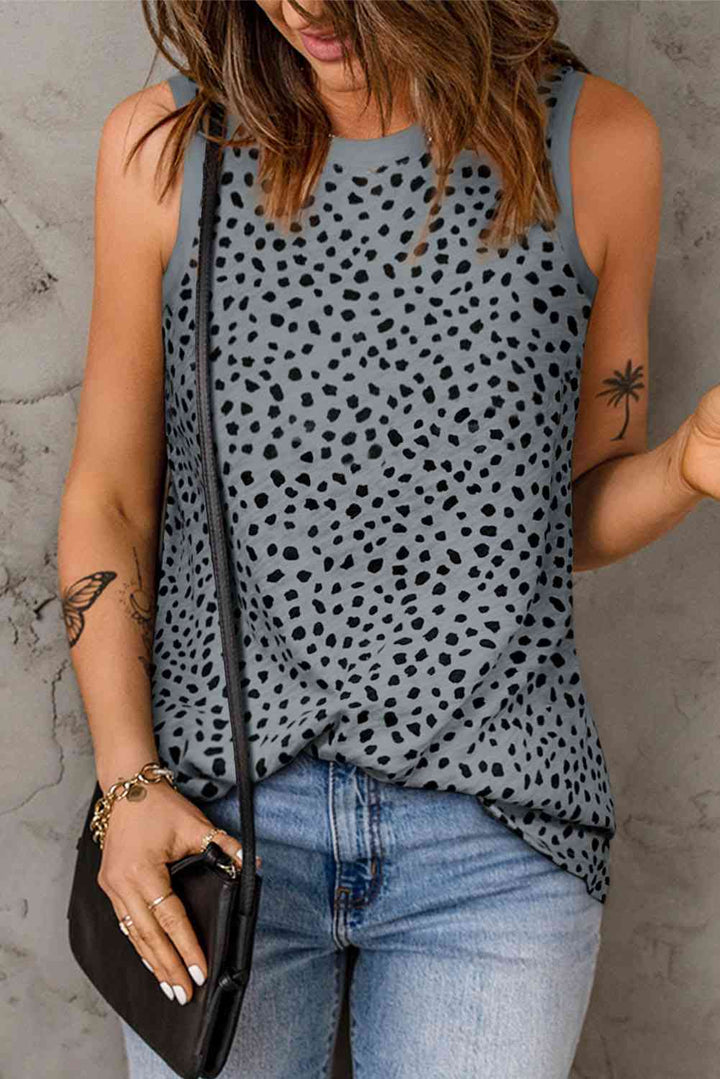 Printed Round Neck Tank Top | Casual Summer Essential in 5 Colors