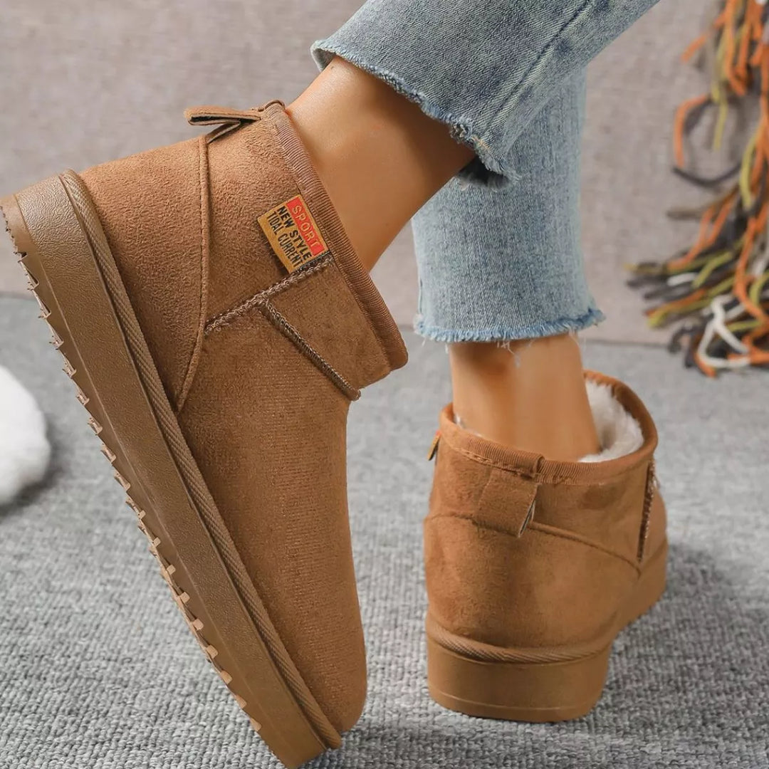 Suede Round-Toe Platform Boots