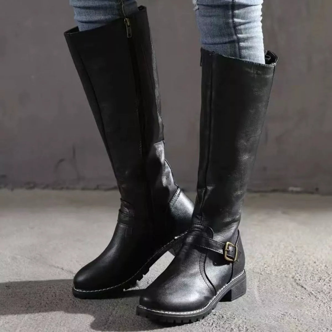 Round-Toe Block Heel Boots