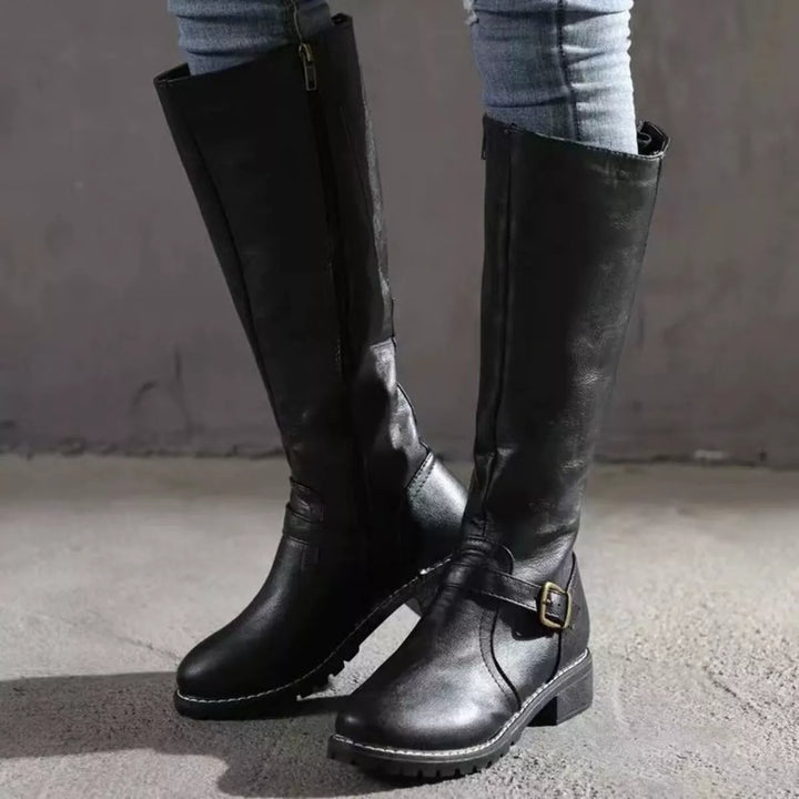 Round-Toe Block Heel Boots