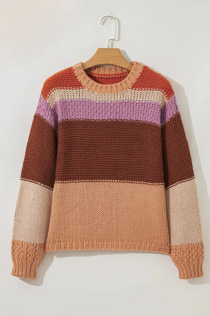 Golden Hour Striped Colorblock Sweater