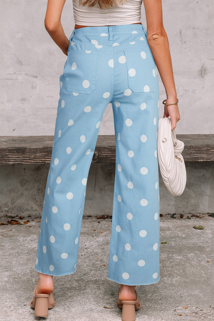 Raw Hem Shift Jeans | Polka Dot High-Waist Relaxed Denim – Talia