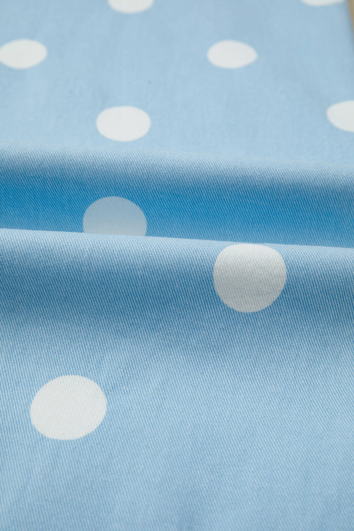 Polka Dot Denim Raw Hem High Waist Jeans