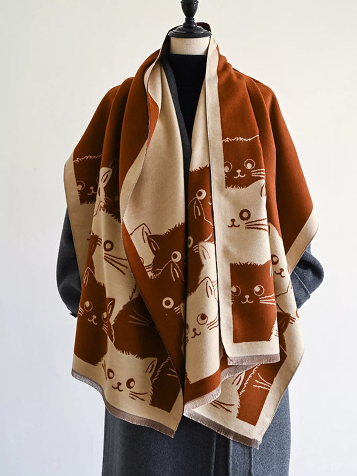 Whisker Wishes Cat Pattern Scarf