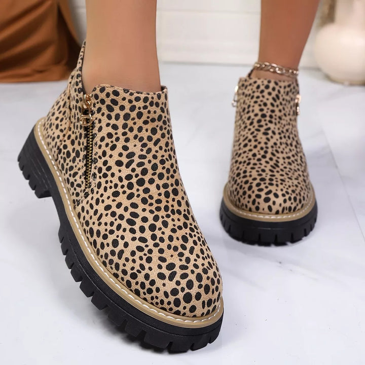 Wild at Heart Leopard Print Zip Ankle Boots