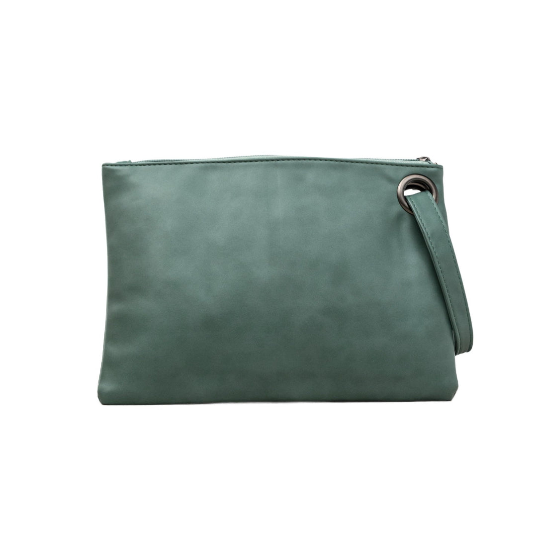 Oversized Vegan Leather Clutch Bag with Wristlet