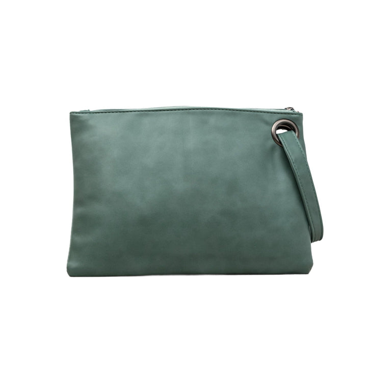 Oversized Vegan Leather Clutch Bag with Wristlet