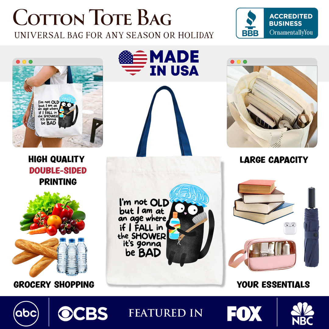 Old Black Cat Sarcastic Tote Bag | Funny Gift for Cat Lovers