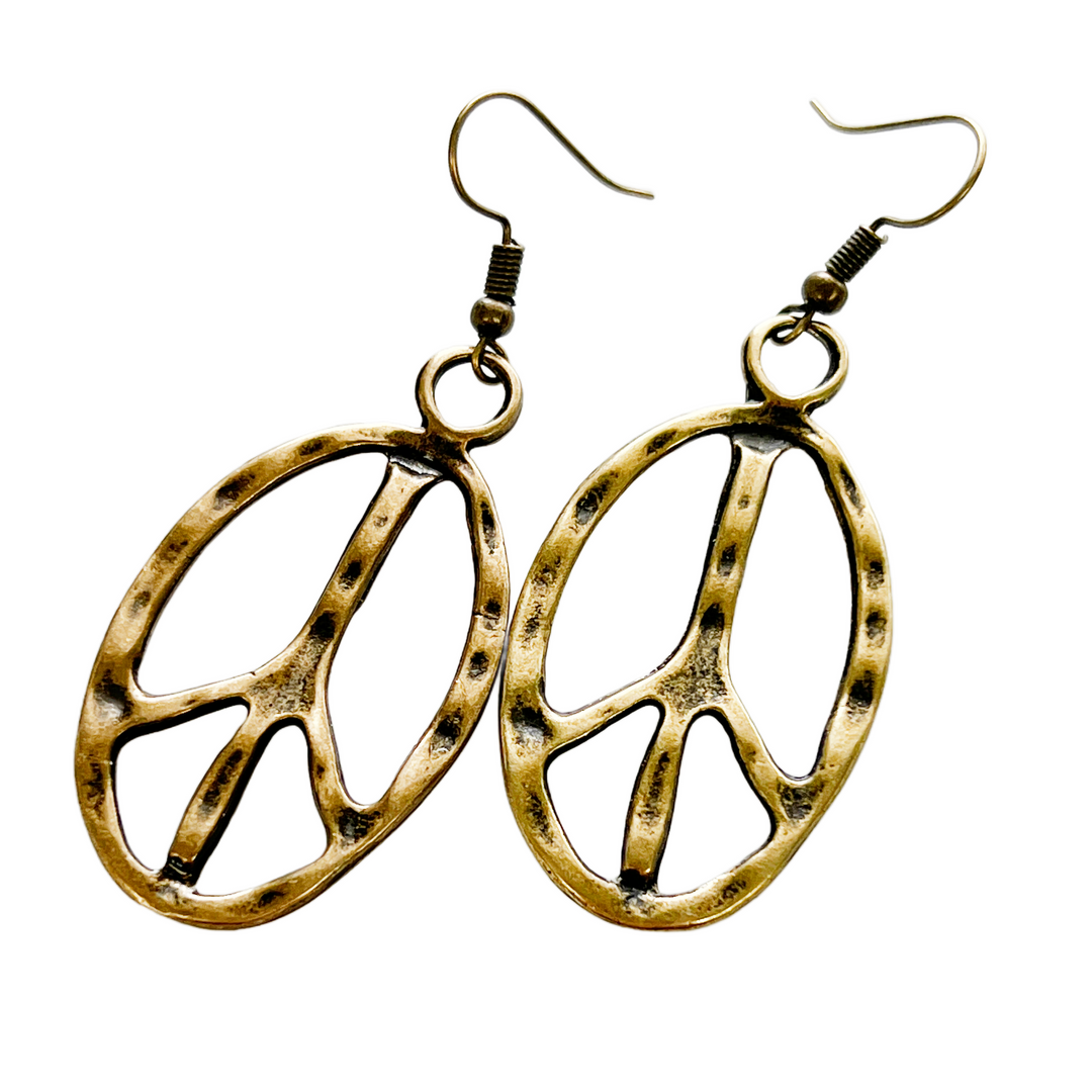 Peace Sign Dangle Earrings | Boho Festival Jewelry