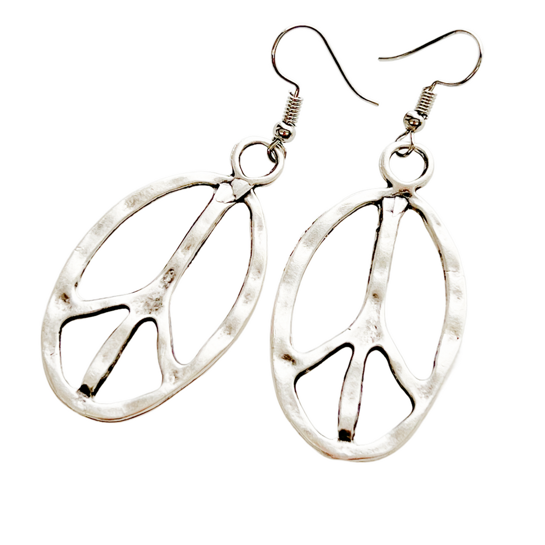 Peace Sign Dangle Earrings | Boho Festival Jewelry