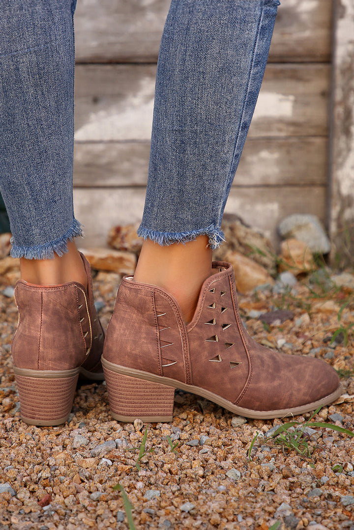 Quinn Cut Out Suede Ankle Boots