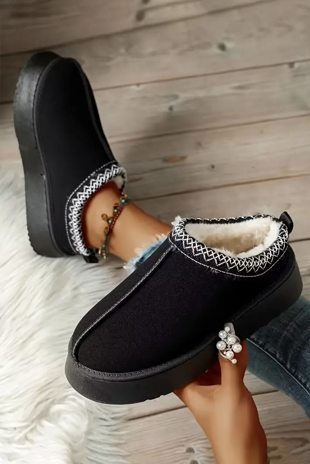 Jade Suede Plush-Lined Snow Boots