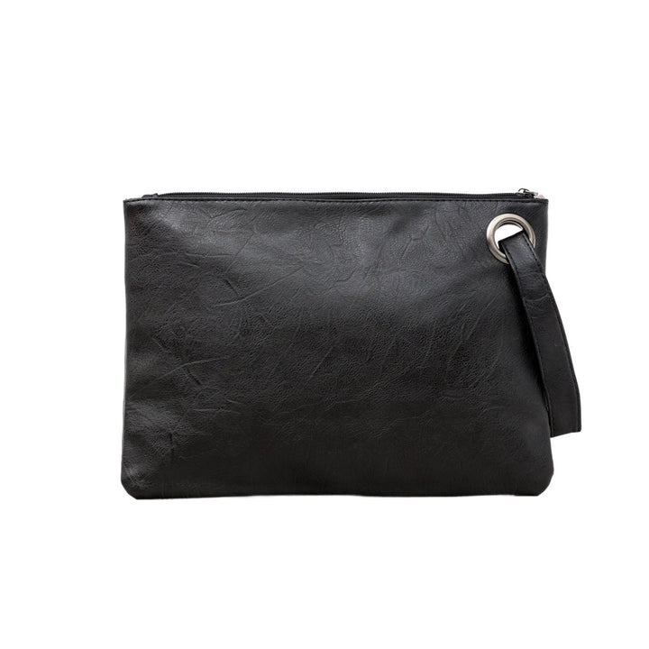 Oversized Vegan Leather Clutch Bag with Wristlet