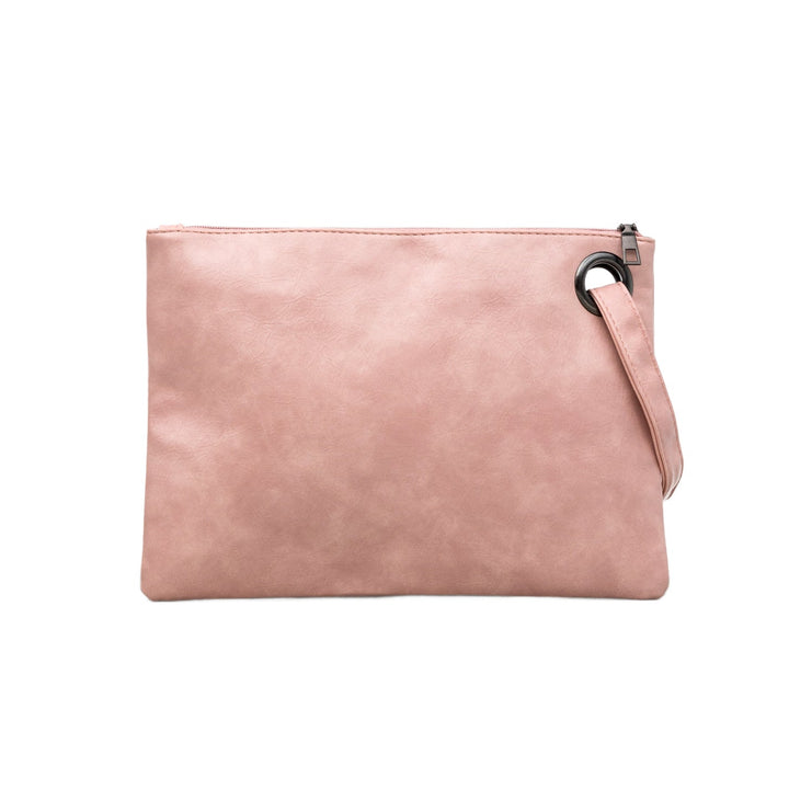 Oversized Vegan Leather Clutch Bag with Wristlet