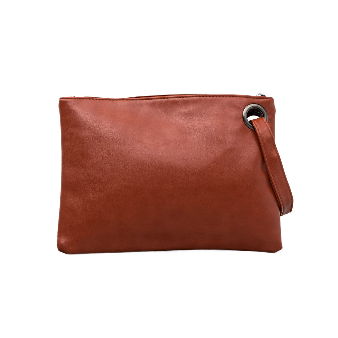 Oversized Vegan Leather Clutch Bag with Wristlet