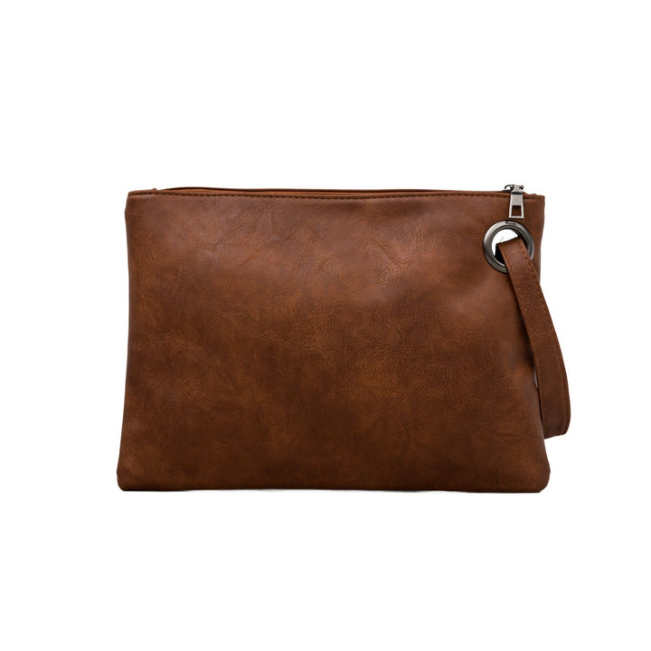Oversized Vegan Leather Clutch Bag with Wristlet