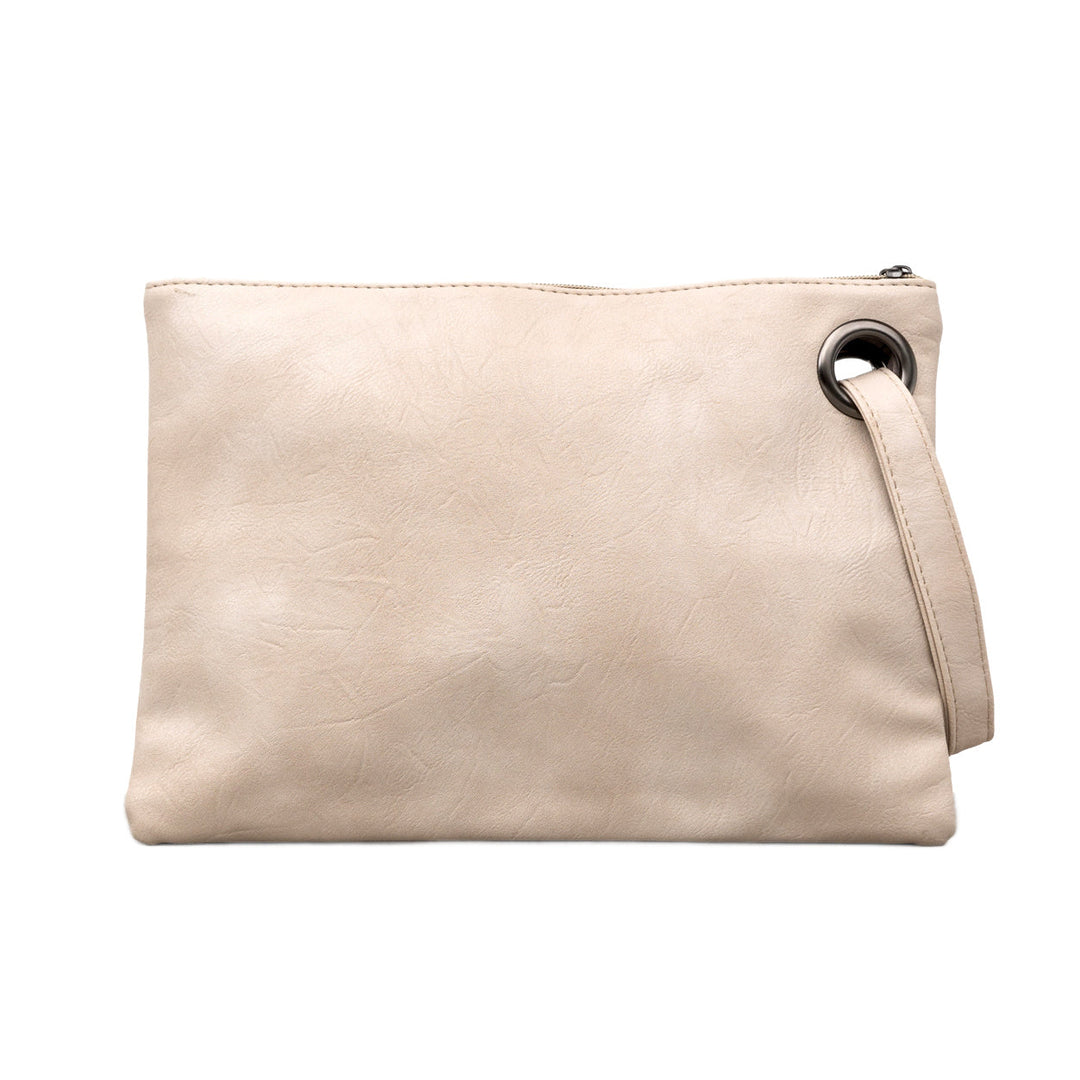 Oversized Vegan Leather Clutch Bag with Wristlet