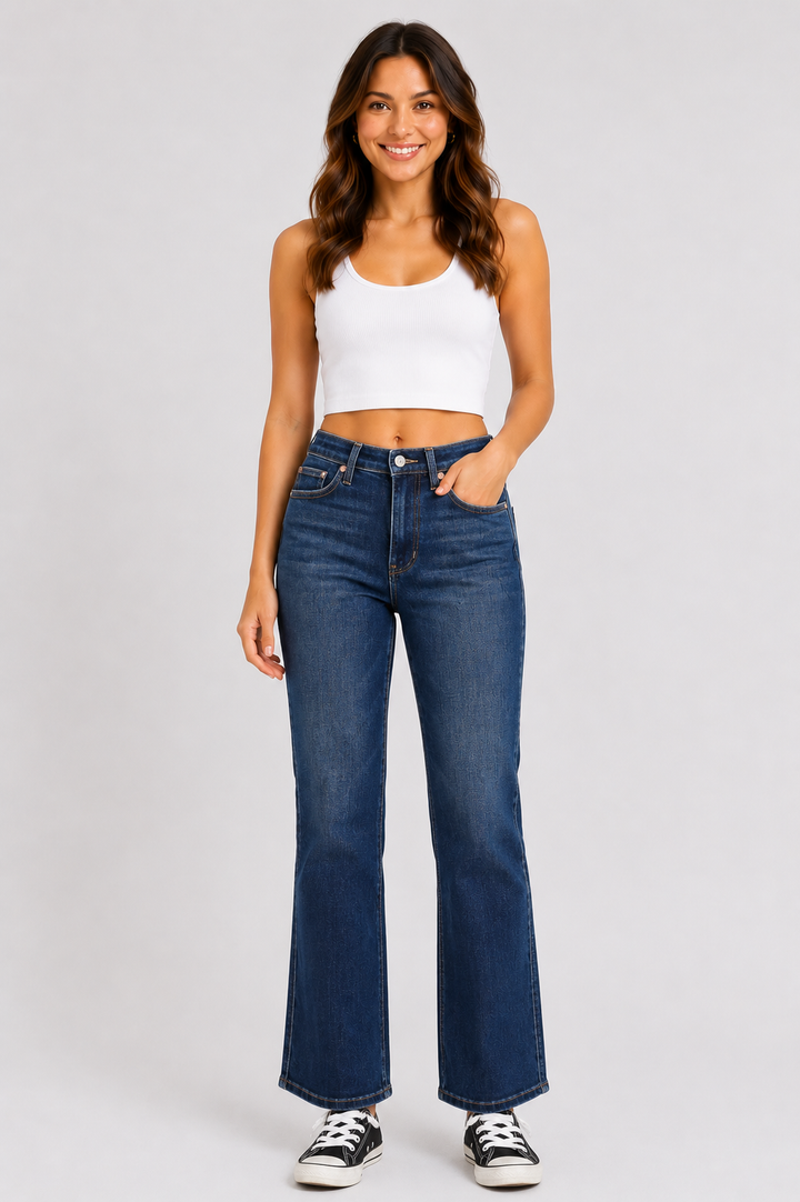 Judy Blue Tummy Control Straight Leg Jeans | Washed Denim