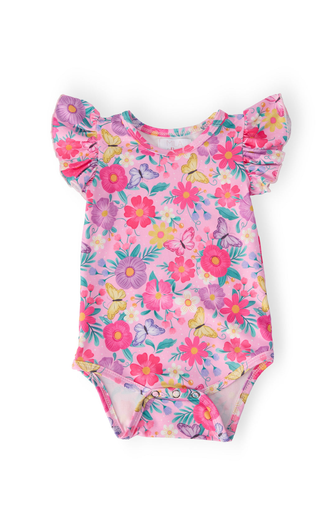 Mila &amp; Rose Baby Girls Fluttering Garden Short Sleeve Flutter Bodysuit – Sizes 0-3M to 18-24M