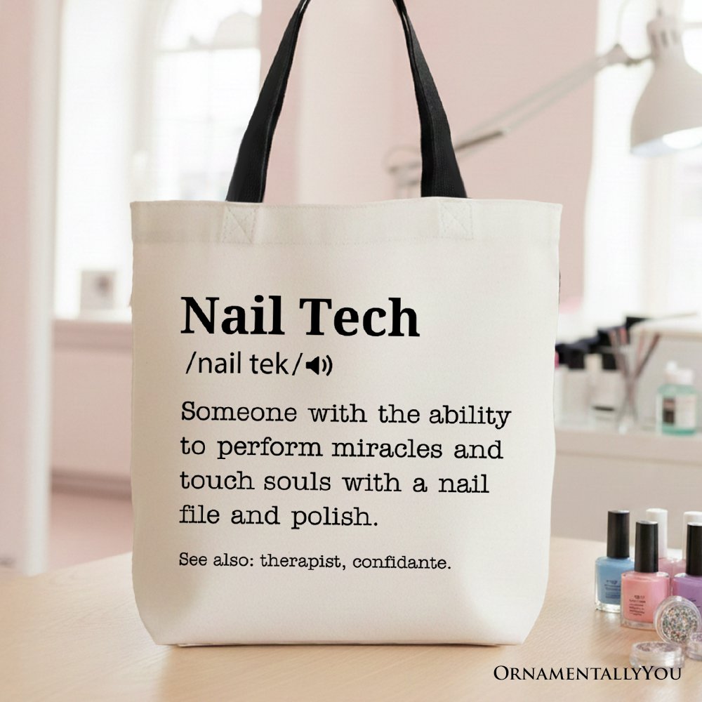 Nail Tech Definition Canvas Tote Bag – Funny Gift for Nail Technicians