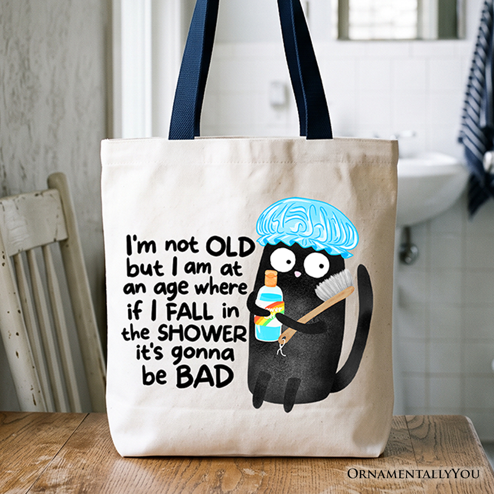 Old Black Cat Sarcastic Tote Bag | Funny Gift for Cat Lovers