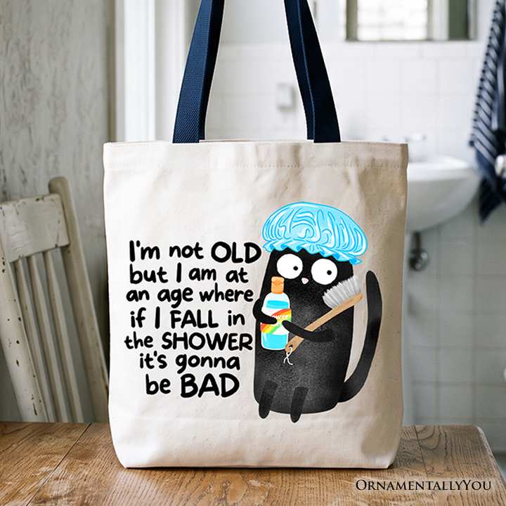 Old Black Cat Sarcastic Tote Bag | Funny Gift for Cat Lovers