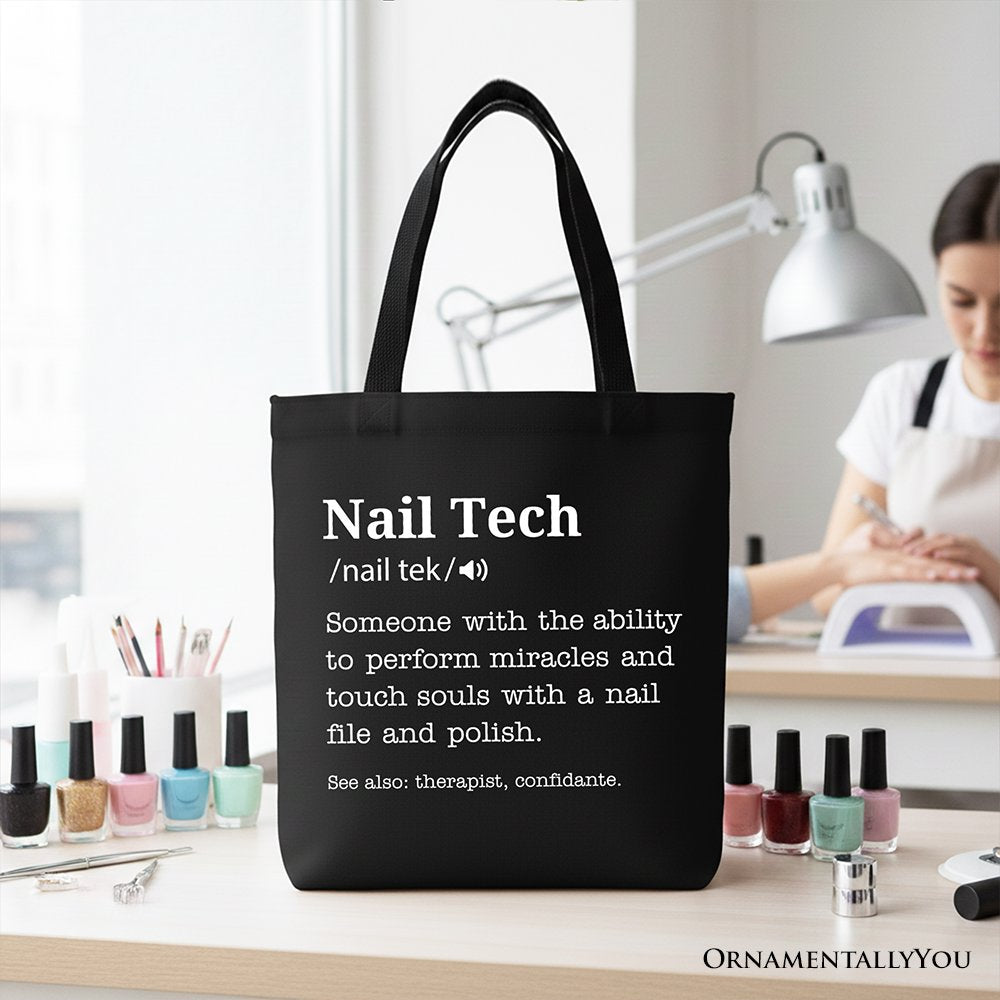 Nail Tech Definition Canvas Tote Bag – Funny Gift for Nail Technicians