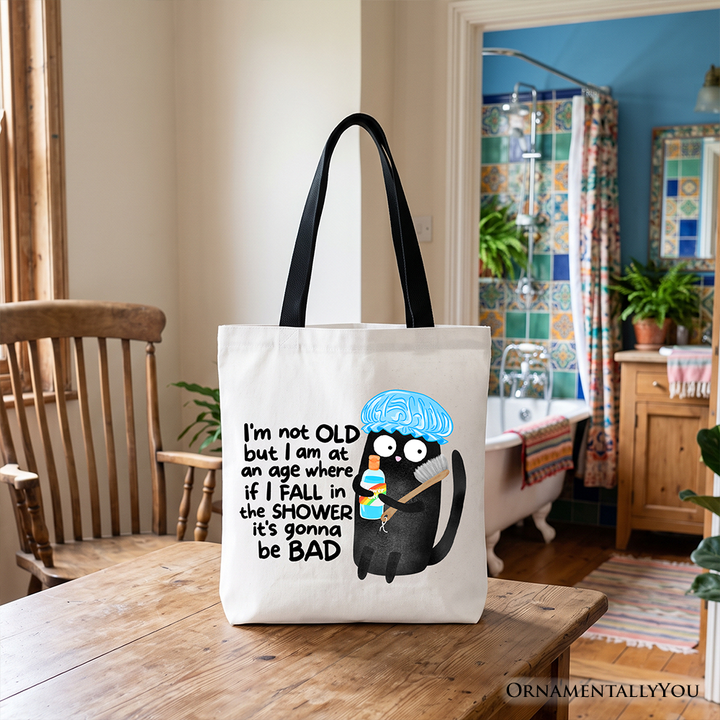Old Black Cat Sarcastic Tote Bag | Funny Gift for Cat Lovers