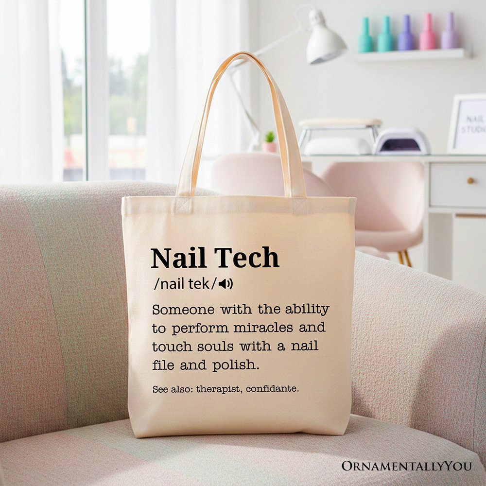Nail Tech Definition Canvas Tote Bag – Funny Gift for Nail Technicians