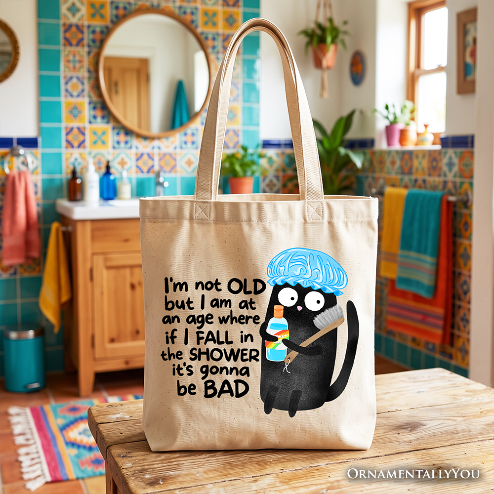 Old Black Cat Sarcastic Tote Bag | Funny Gift for Cat Lovers