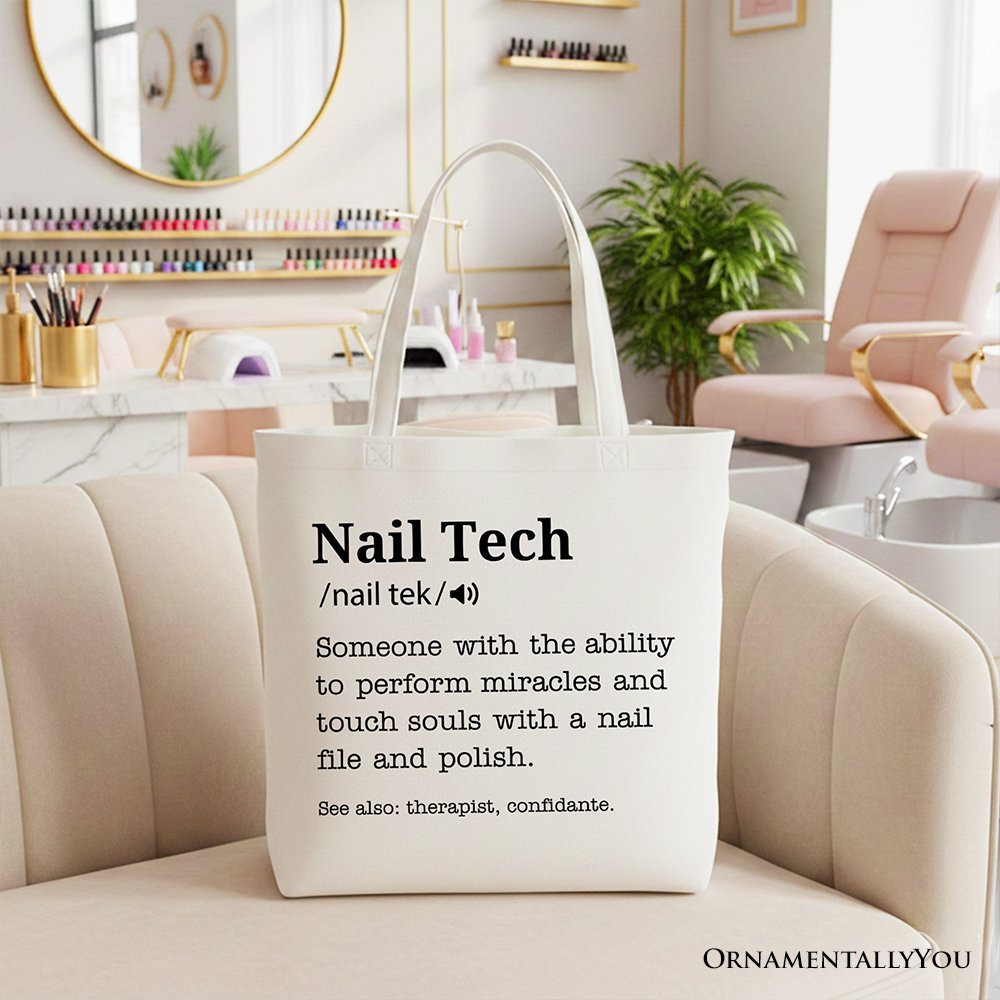 Nail Tech Definition Canvas Tote Bag – Funny Gift for Nail Technicians