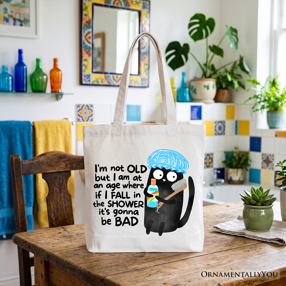 Old Black Cat Sarcastic Tote Bag | Funny Gift for Cat Lovers