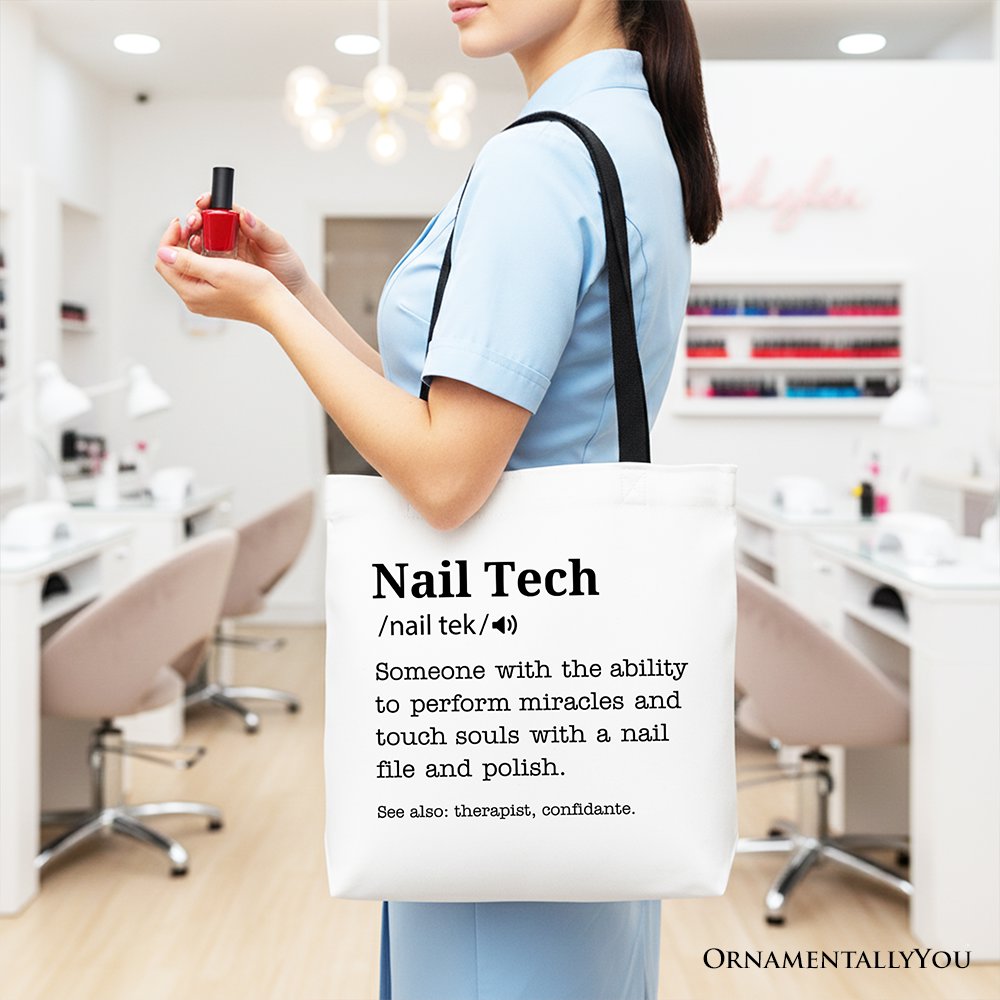 Nail Tech Definition Canvas Tote Bag – Funny Gift for Nail Technicians