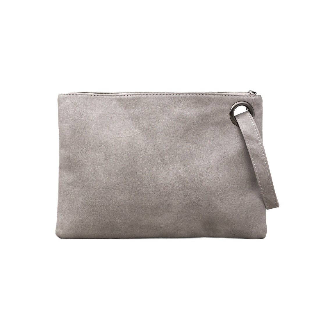 Oversized Vegan Leather Clutch Bag with Wristlet