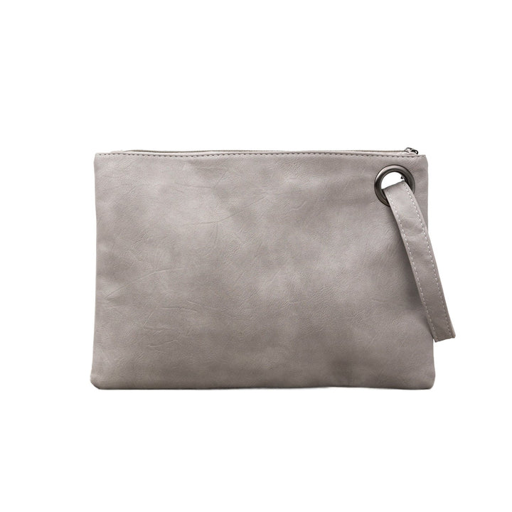 Oversized Vegan Leather Clutch Bag with Wristlet