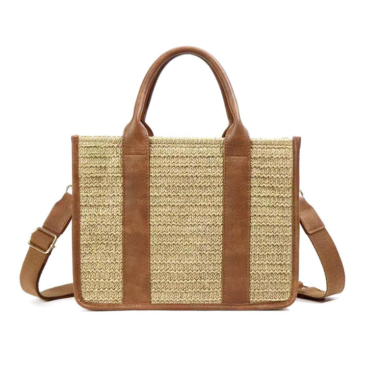 Mericela Mixed Media Straw Tote