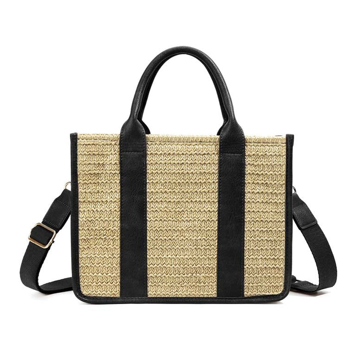 Mericela Mixed Media Straw Tote