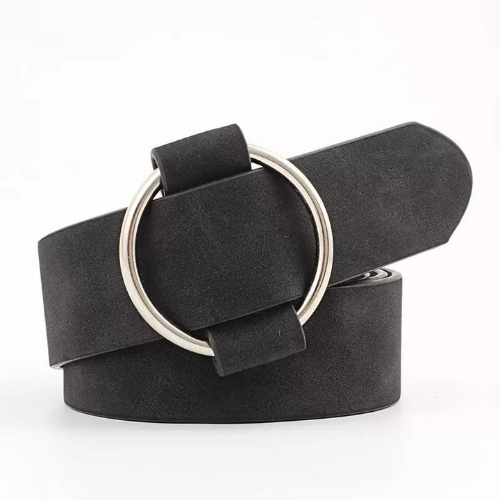 Adjustable Suede Vegan Leather O-Ring Belt