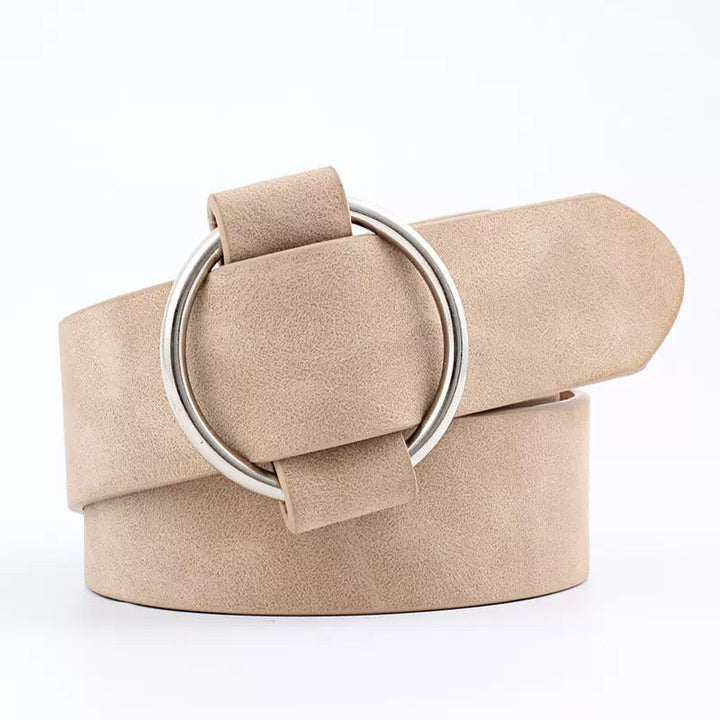 Adjustable Suede Vegan Leather O-Ring Belt