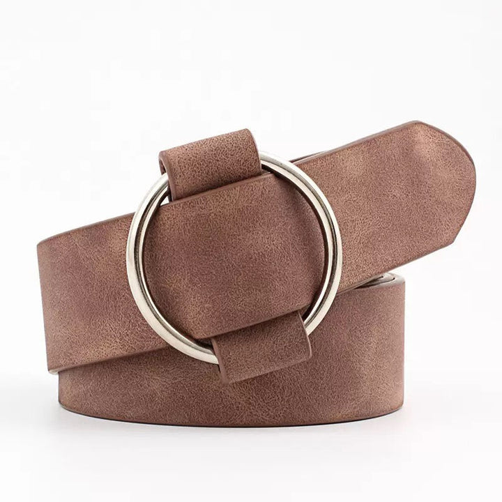 Adjustable Suede Vegan Leather O-Ring Belt