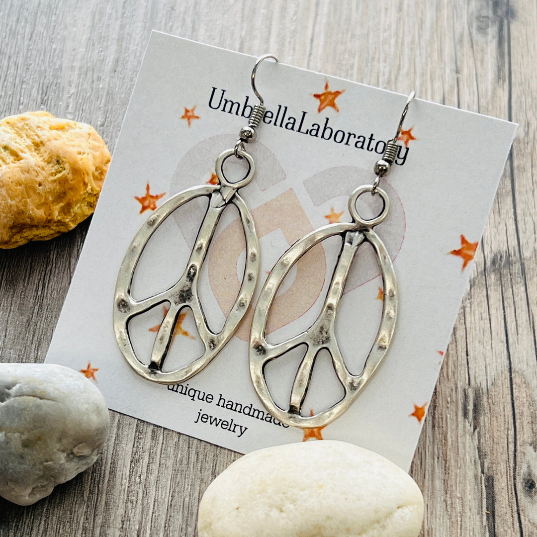 Peace Sign Dangle Earrings | Boho Festival Jewelry