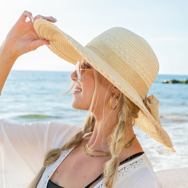 Scallop Edge Wide Brim Straw Sun Hat | Foldable &amp; Packable