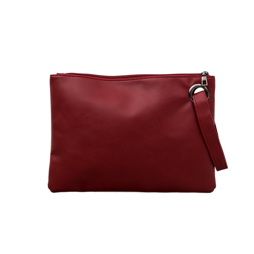 Oversized Vegan Leather Clutch Bag with Wristlet